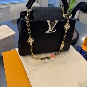 Louis Vuitton Black Handbag with Gold Accents